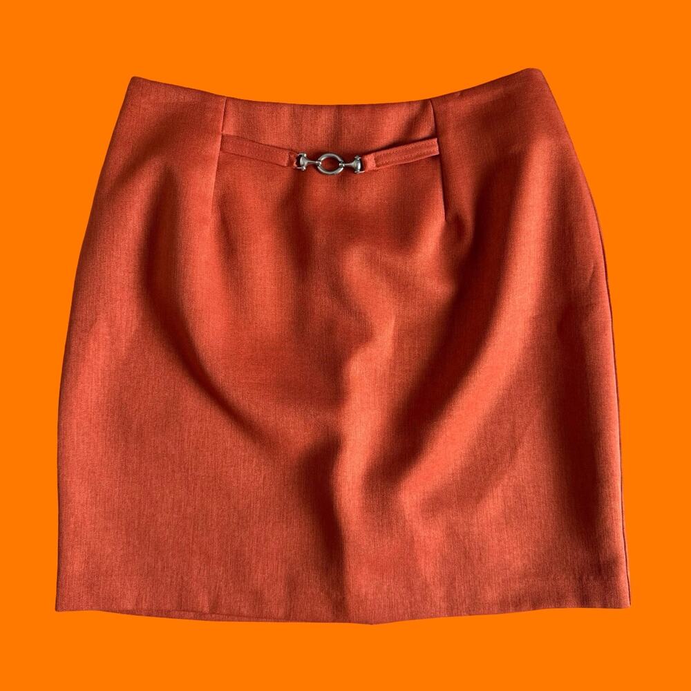 90's vintage orange minimalist office siren high waisted mini skirt Size 10